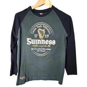 Authentic Guinness Dublin Label  Long Sleeve Raglan Shirt M